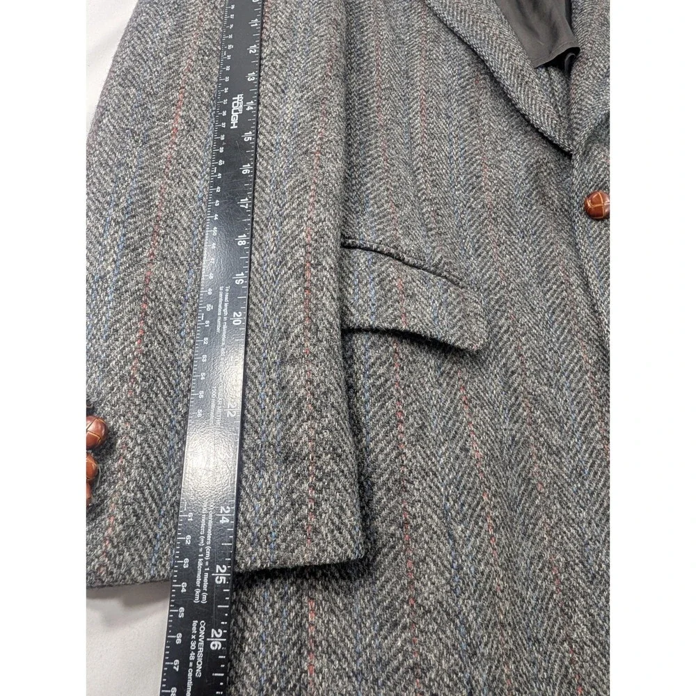 VTG Harris Tweed Beaconsfield Blazer Sport Coat Mens 42L Slim Gray Wool 90s